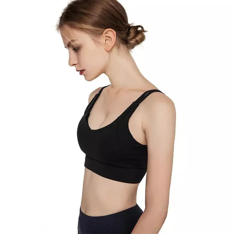 Sujetador de Yoga de alta resistencia para mujeres europeas y americanas, chaleco de Yoga a prueba de golpes y espalda hermosa, estilo fino, fruncido