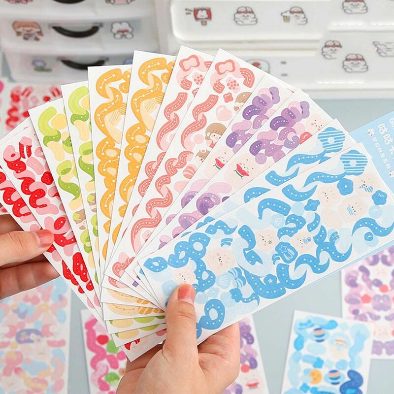12sheet Romantic Colored Glitter Laser Ribbon Flower Decorative Stickers for Art Craft Card Making Scrapbook Journal Photo Album