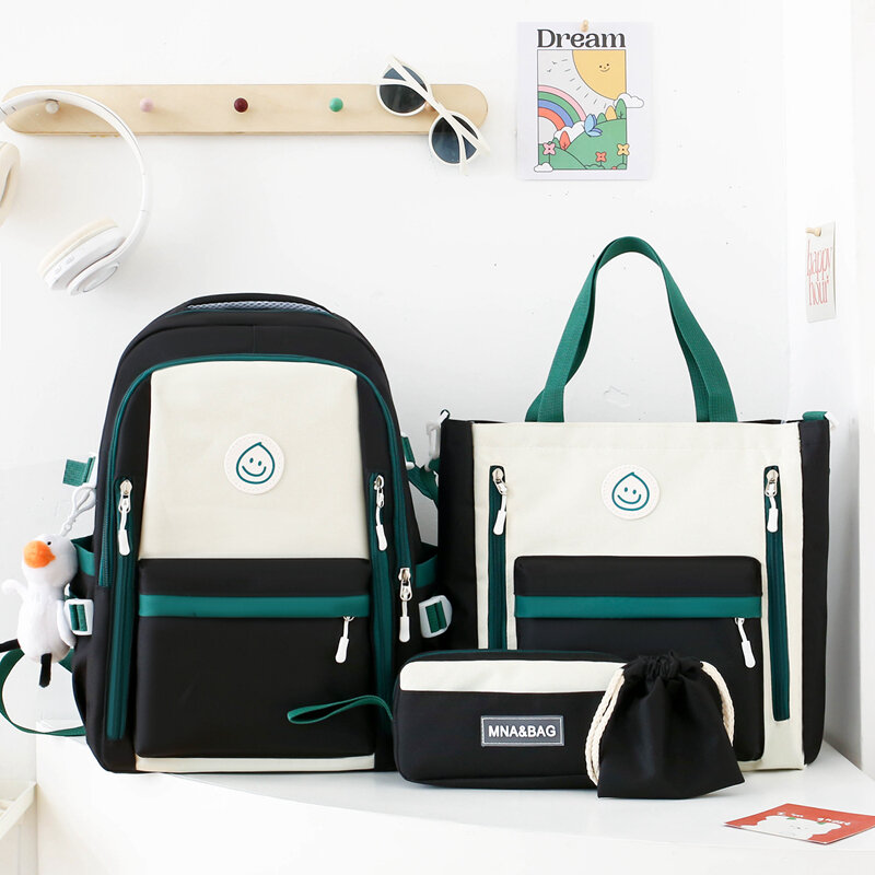 Kawaii School Backpack Set para Crianças, Mochila Feminina, Bookbag, Laptop Bag, Adolescentes Meninas, Bolsas de Estudantes, 4Pcs, 2023