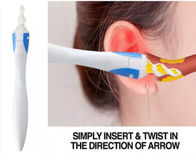 Limpiador de oídos de silicona suave, herramienta removedora de cera de 360 grados, 16 puntas de repuesto, herramientas para el cuidado de la salud