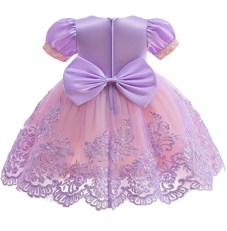 Princess Halloween Rapunzel Dress for Kid Fancy Cosplay Princess Costume Pink Puff Sleeve Dresses for Party Xmas Ball Gown1-6T