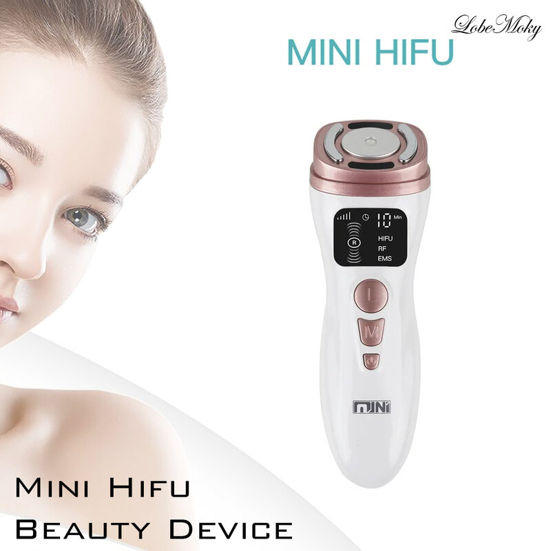 Lobemoky Professional Mini Hifu Ems Skin Tightening High Frequency Facial Massager V-Line Up Face Lift Anti-Aging Machine