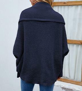 Sweter damski z długim rękawem z przodu rękaw w kształcie skrzydła nietoperza kardigany w stylu Casual moda uniwersalny płaszcz 2023 jesienna damska odzież wierzchnia