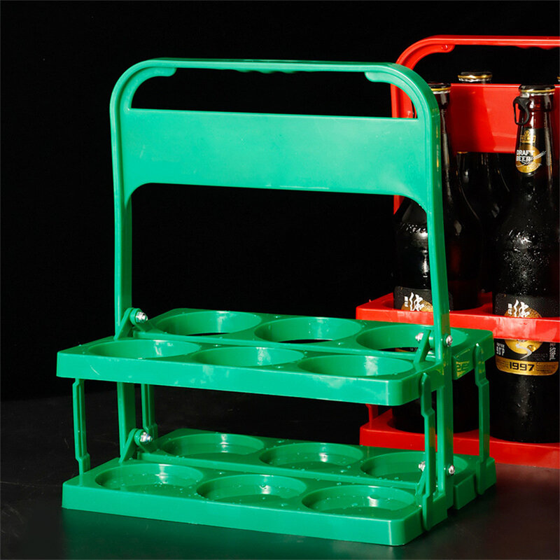 Portabotellas de plástico plegable, estante de almacenamiento de vino, organizador de bebidas, 6 agujeros