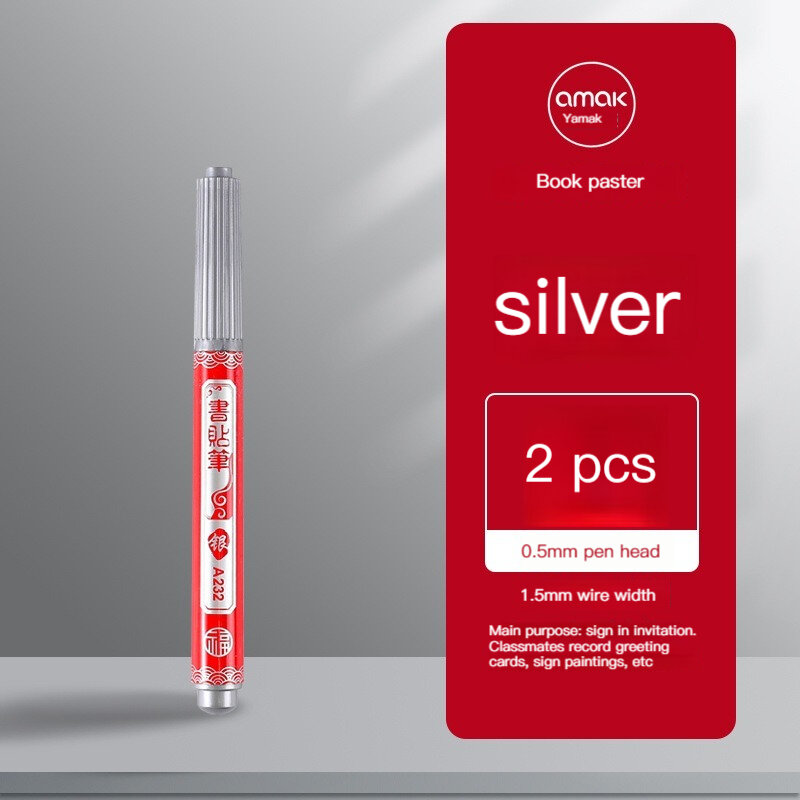 2Pcs Premium Metallic Markers ปากกาเงินและทองปากกาสีสำหรับกระดาษสีดำแก้ว Rock ภาพวาดฮาโลวีนฟักทองการ์ดทำ