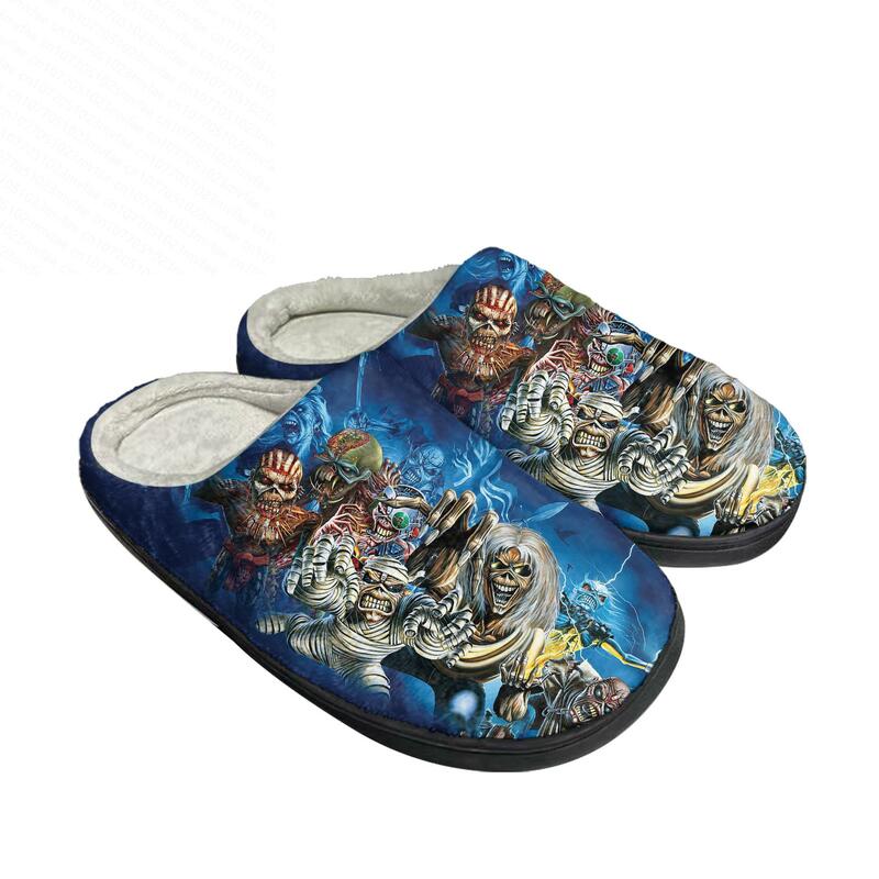 Maidens Heavy Metal Rock Band Singer Music Iron Home Cotton Slippers Mens Womens Plush Bedroom Keep Warm Shoes  Customized Shoe