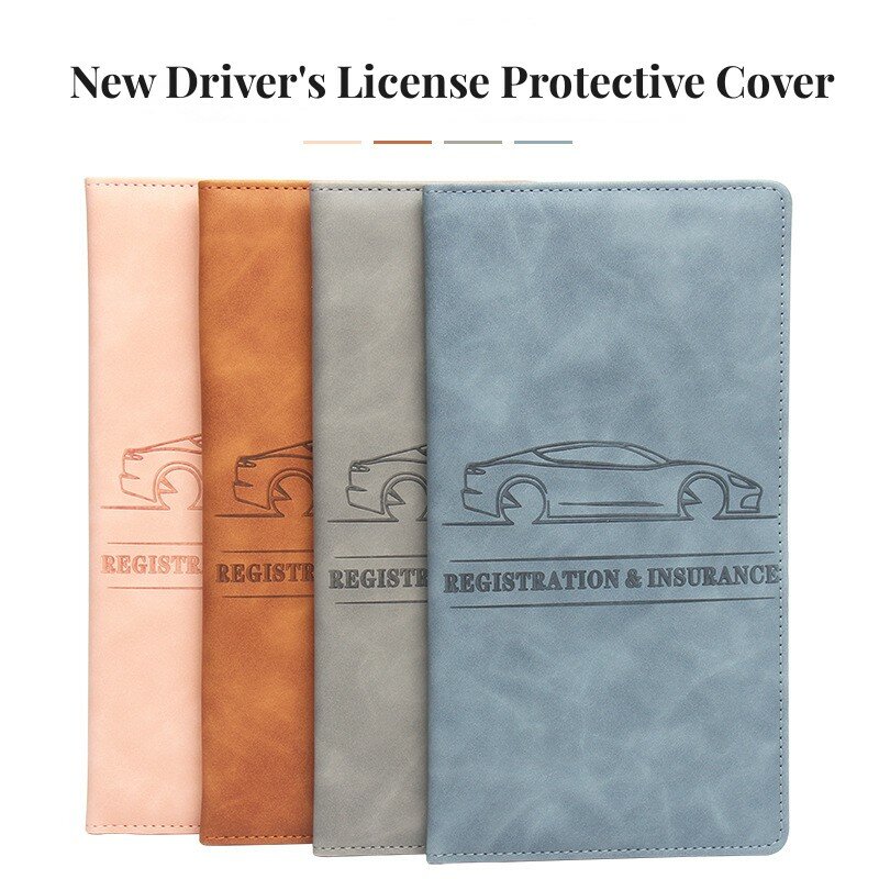 Car Registration Insurance Holder Leather Men Driving License Cover Auto Documents License Storage Bag Credit Card Holder