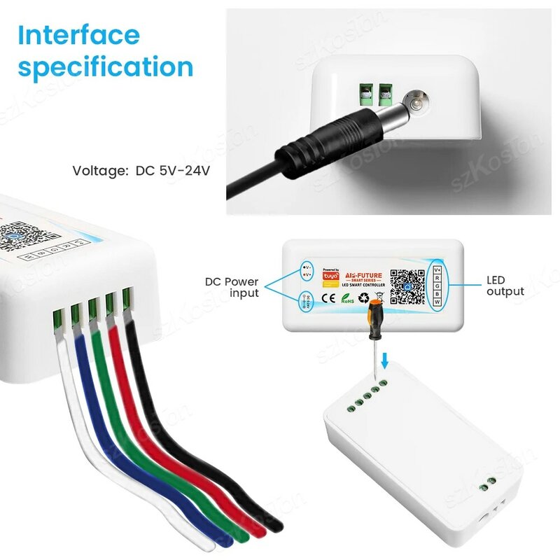 Tuya WiFi Smart LED Controller DC5V-24V RGB/RGBW/RGBCCT Single Color Dimmer LED Strip telecomando funziona con Alexa Google
