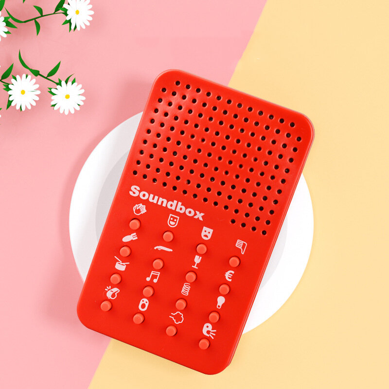 Mini caixa de som vermelha para crianças, Caixa de som de 16 botões, 16 efeitos sonoros diferentes, adultos, festa, brincadeira, engraçado