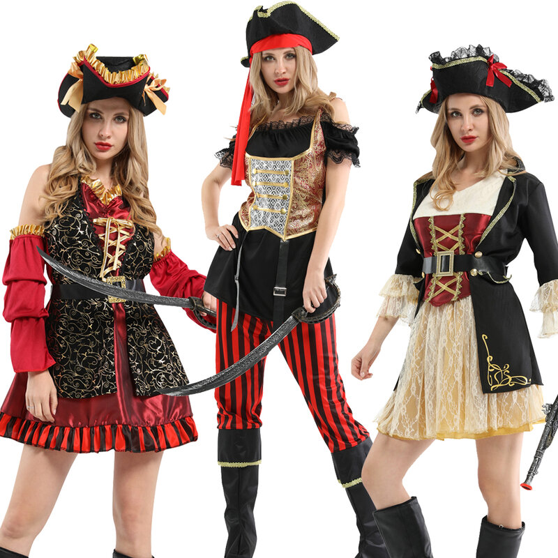 Disfraz de pirata para mujer, traje Sexy para Halloween, Guerrero caribeño