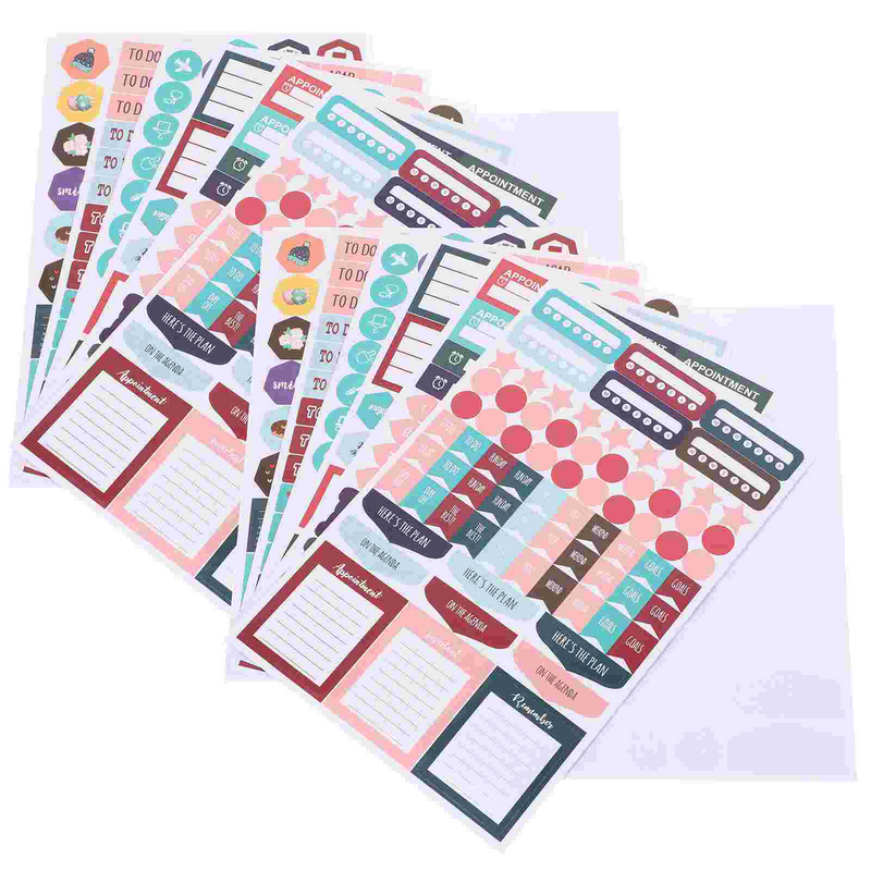 16 Sheets Plan Sticker Journaling Decals Fitness Scrapbooks Self-adhesive Scrapbook Supplies Decor Daily Planner Fine
