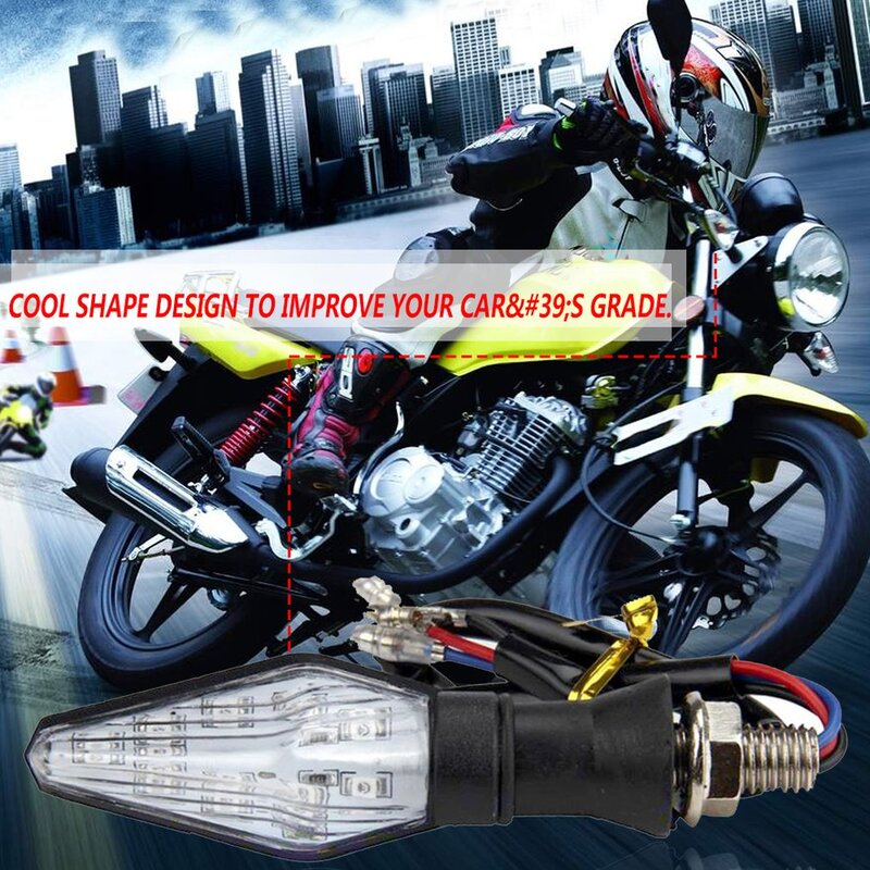 Ligue a luz do sinal para moto, iluminação dupla face, lâmpadas LED super brilhantes, iluminação off-road, 12V, 2PCs