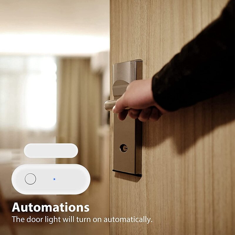 Sensor pintu ritel, Sensor jendela nirkabel Wifi pintar pemberitahuan pesan waktu nyata kompatibel dengan Alexa Google Assistant