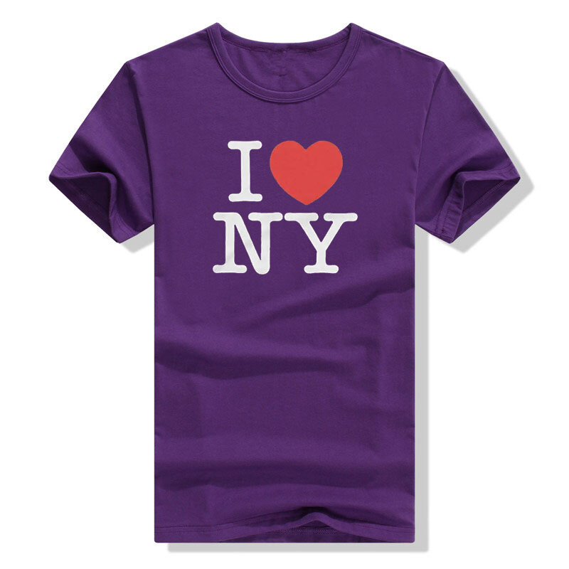 Kaus Uniseks Pria Wanita I Love NY T-Shirt I Love New York Pakaian Gambar Cetak Huruf Kutipan Gaya Streetwear