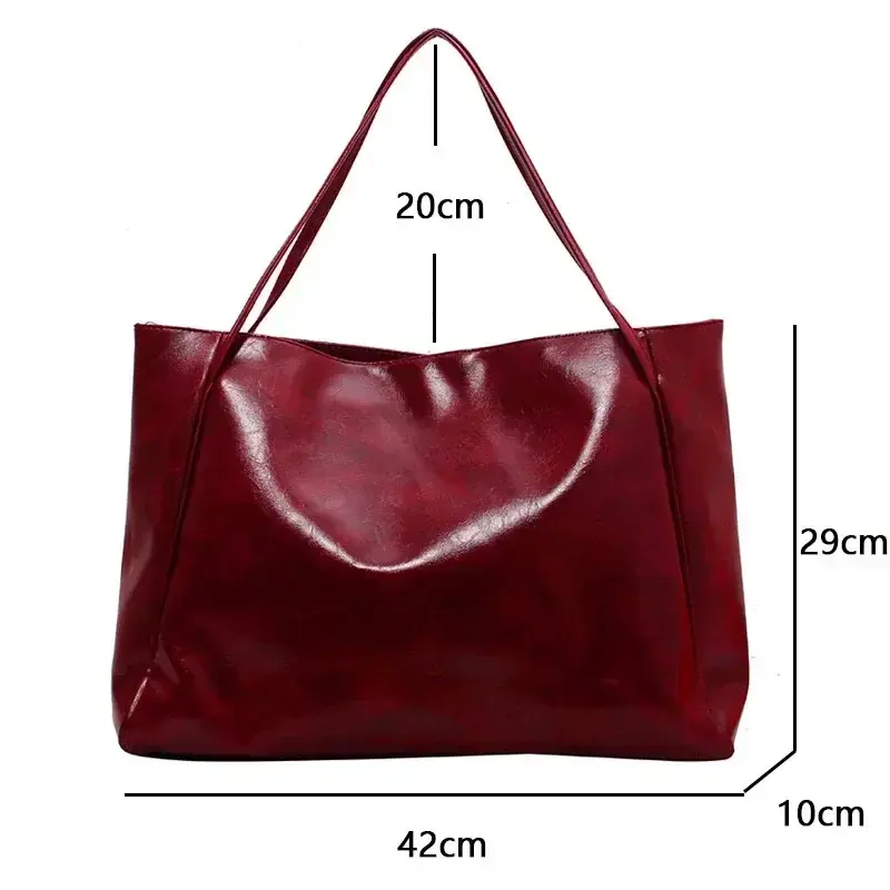 กระเป๋าถุงแฟชั่นคาดลำตัวแนวย้อนยุคกระเป๋าสะพายหนัง PU นิ่มขนาดใหญ่สำหรับผู้หญิงกระเป๋าคาดลำตัวแบบลำลองแบบพกพา