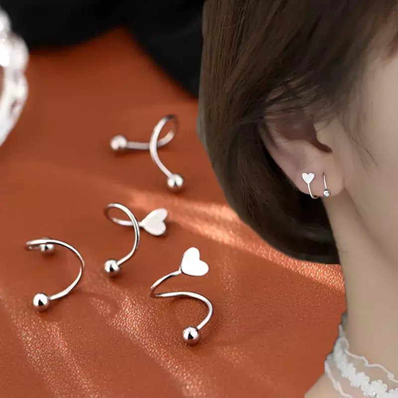 2 Buah Spiral Baja Tahan Karat Memutar Cincin Bibir Tindik Lidah Hati Bintang Telinga Tulang Rawan Helix Tindik Giwang Perhiasan Hadiah