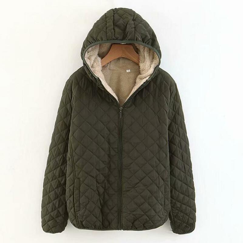 Jaket bulu domba parka wanita, jaket bulu domba parka hangat edisi Korea panjang sedang cocok Plus mantel katun bulu domba