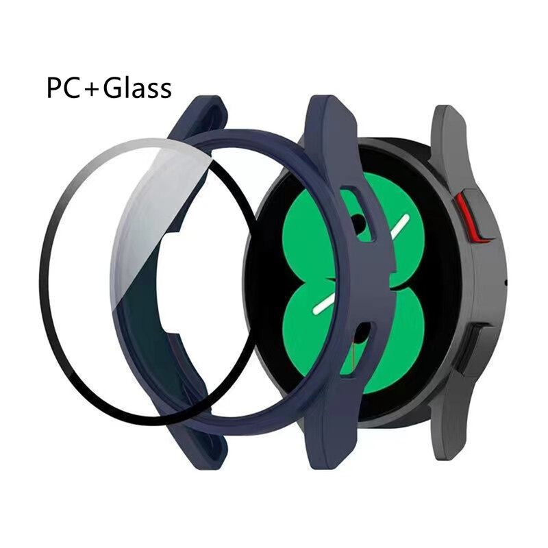 Чехол-бампер из поликарбоната и стекла для Samsung Galaxy Watch 4 40 мм 44 мм