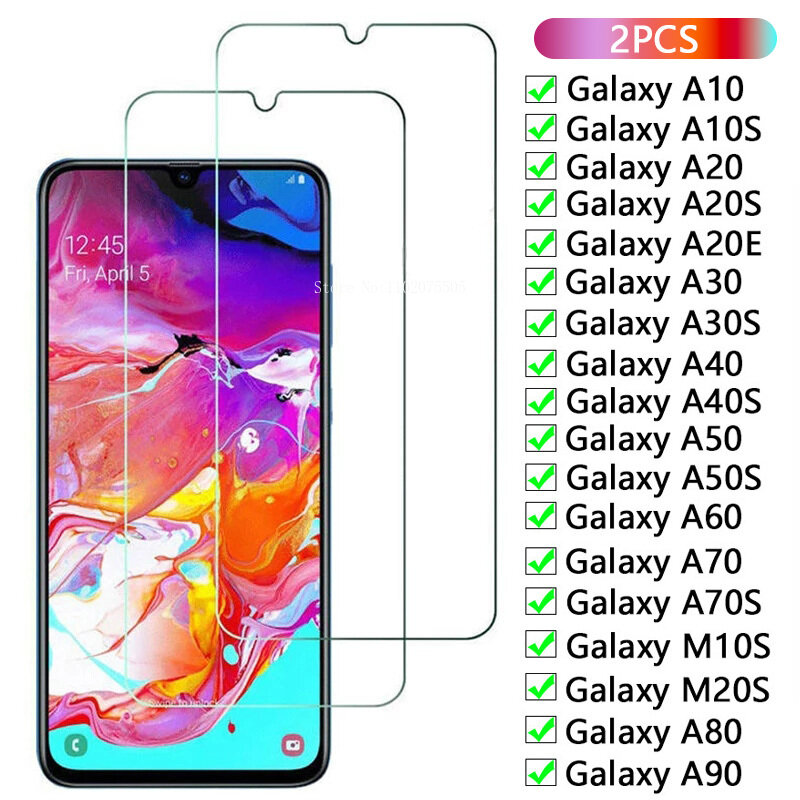 Protecteur d'écran en verre guatémaltèque, pour Samsung Galaxy A10 A20 A30 A40 A50 A60 A70 A80 A90 A10S A20S A20E A30S M10S M20S, 2 pièces