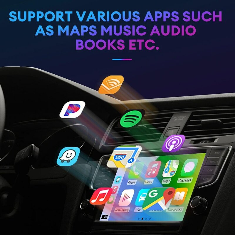 Kotak AI CarPlay nirkabel, konverter pintar Android Auto mendukung Netflix Youtube untuk Audi Toyota Audi VW Mercedes Subaru