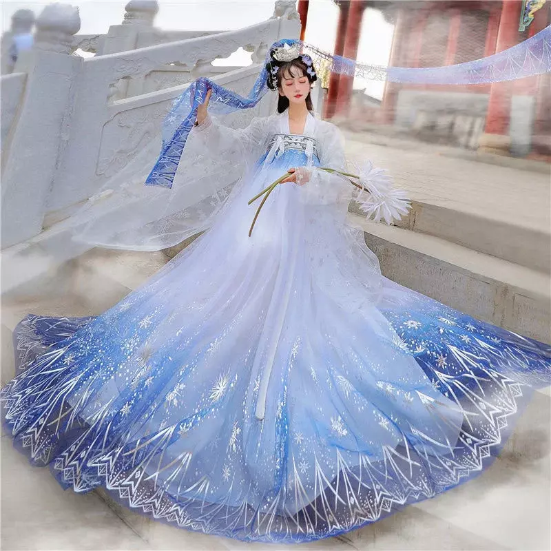 2024 gaun wanita payet gradien berkilau Carol Star Set gaun tradisional Cina Hanfu Prom hadiah ulang tahun Formal Natal