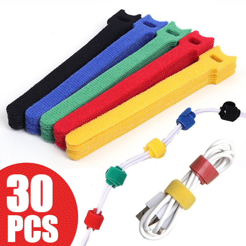 30PCS Nylon Reusable Releasable Cable Ties For Network Wire Charging Data Cord Earphone Mouse Line Fastener Management