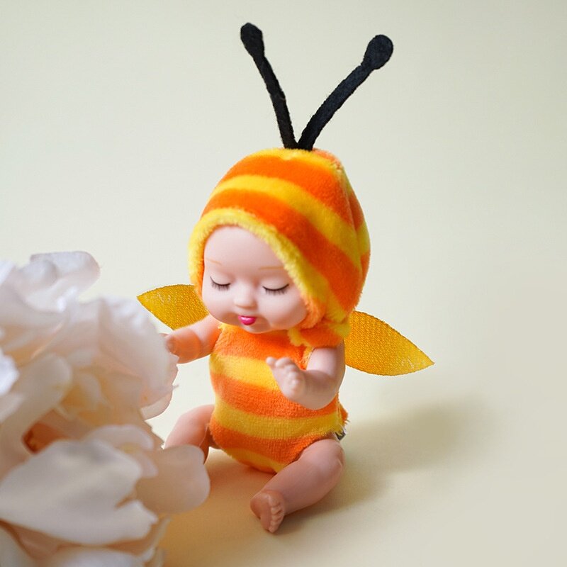 Nova moda 11cm simulação renascer bonecas brinquedo mini bonito dormindo série do bebê boneca dos desenhos animados brinquedo animal para crianças presente de aniversário