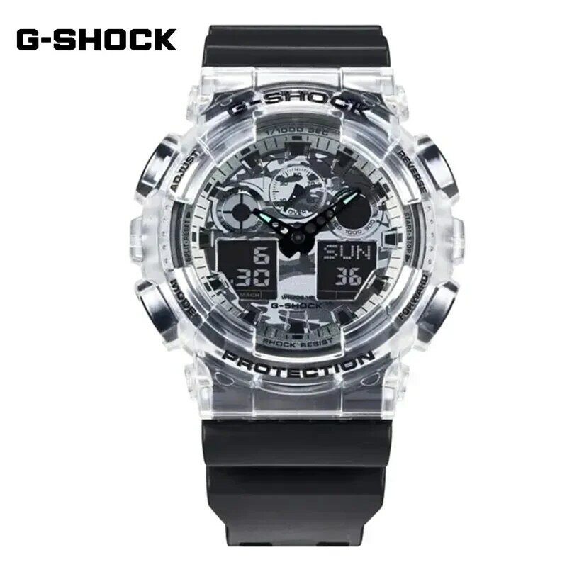 G-SHOCK Bomb arloji pria ahli pembuangan GA-100CF, jam tangan kuarsa pria Fashion olahraga tampilan ganda tahan guncangan baru
