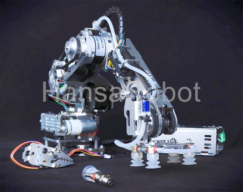 For Arduino 4 DOF Metal Robot Arm with Big Load Suction Pump Stepper Motor Industrial Robotics Model Multi Axis Claw Clamp