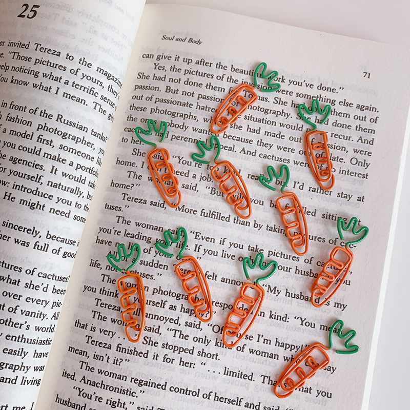 9 Pcs Paperclipsate Carrot Paperclip Student Office Document Organizing Metal Fun Clips
