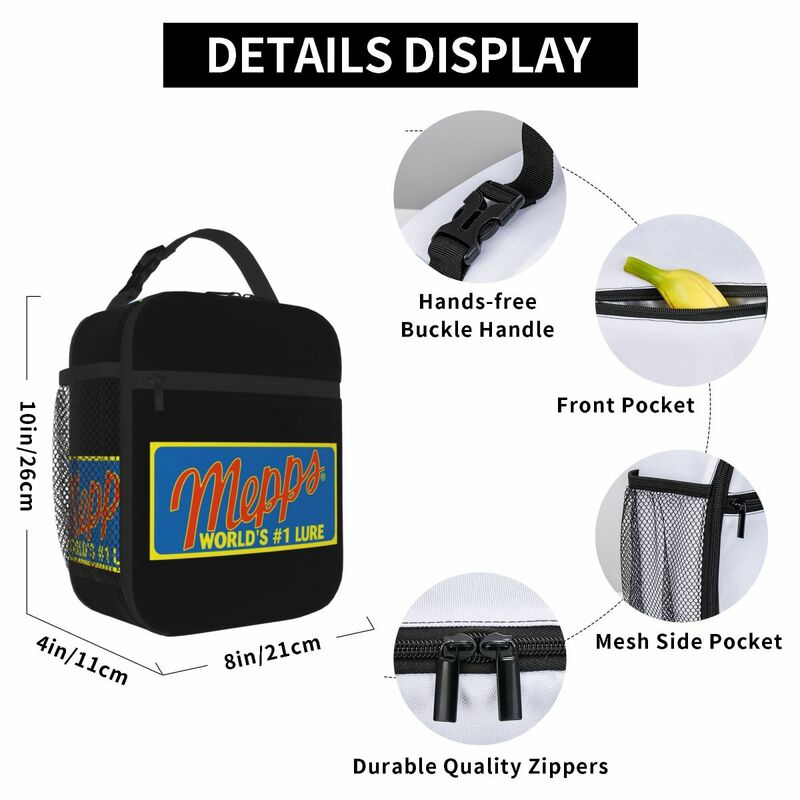Mepps世界的なルアーポケットランチバッグ、断熱ランチトート、防水弁当箱、女性と子供のための漏れ防止ピクニックバッグ、1