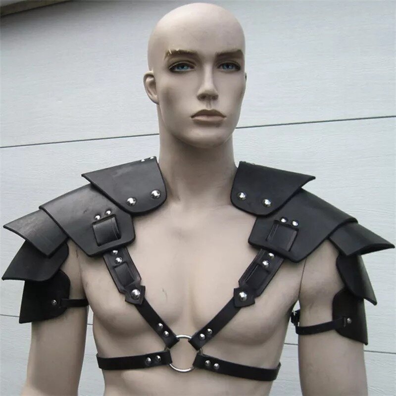 Armatura della spalla del guerriero medievale gladiatore Samurai Knight pauldron cintura in pelle PU armatura Costume Cosplay puntelli del palcoscenico del partito