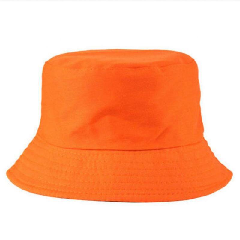 Unisex algodão balde cap, cor sólida, coqueiro, plana, pescador, chapéu de sol para férias