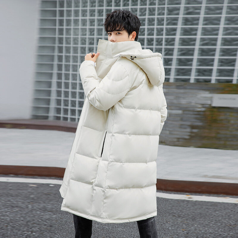 Зимний пуховик для мужчин и женщин, молодежная школьная форма средней длины, утепленная школьная форма, куртка на белом утином пуху