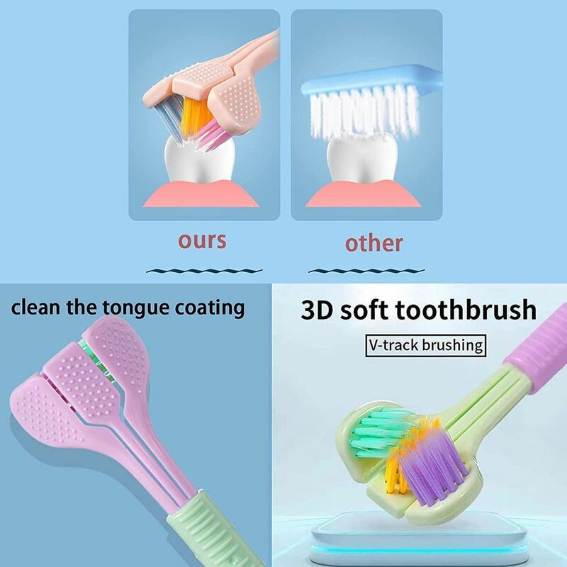 Kesehatan Mulut Pasta Gigi Pembersih Multi-arah Perawatan Mulut Gigi Bersih dan Gusi Sikat Gigi 3 Sisi Sikat Gigi Perjalanan