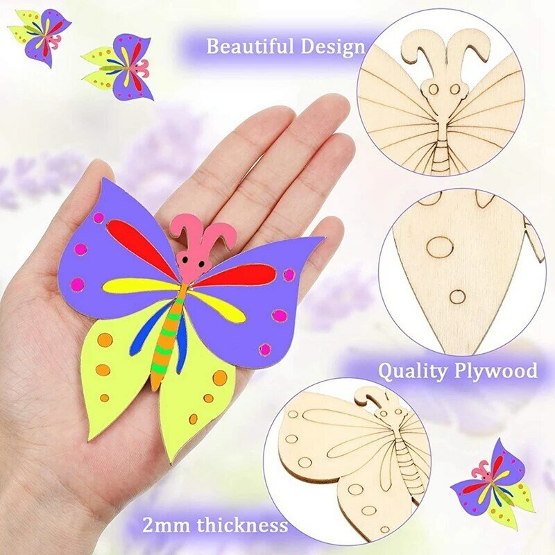 25 штук деревянные бабочки без отделки деревянные бабочки пустые бабочки деревянные краски поделки для детей живопись