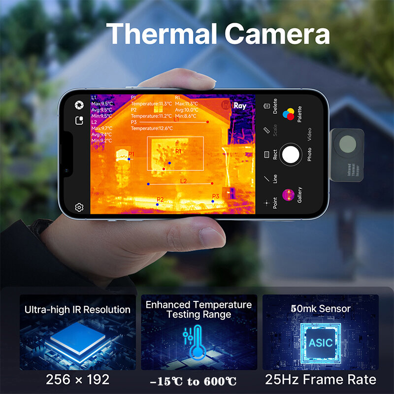 กล้องถ่ายภาพความร้อนกล้องอินฟราเรดสำหรับ Android ชนิด C PCB ลัดวงจรการตรวจสอบการรั่วไหลกล้องเทอร์โมกราฟิกซ่อมไฟฟ้า