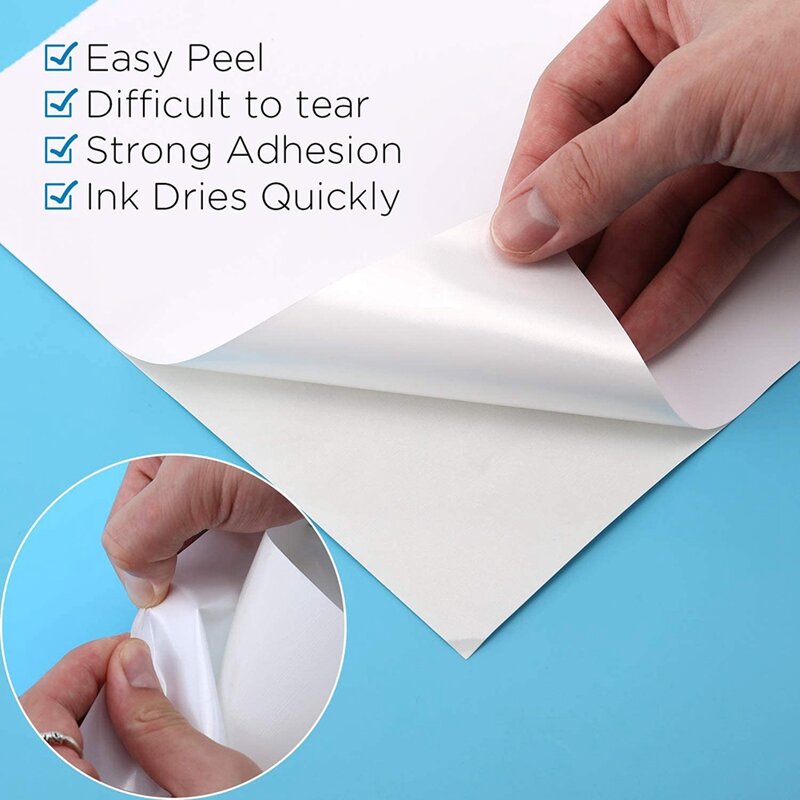 Auto-adesivo fosco branco impressão folha de papel, imprimível vinil adesivo, impressora jato de tinta, impermeável, 25 folhas