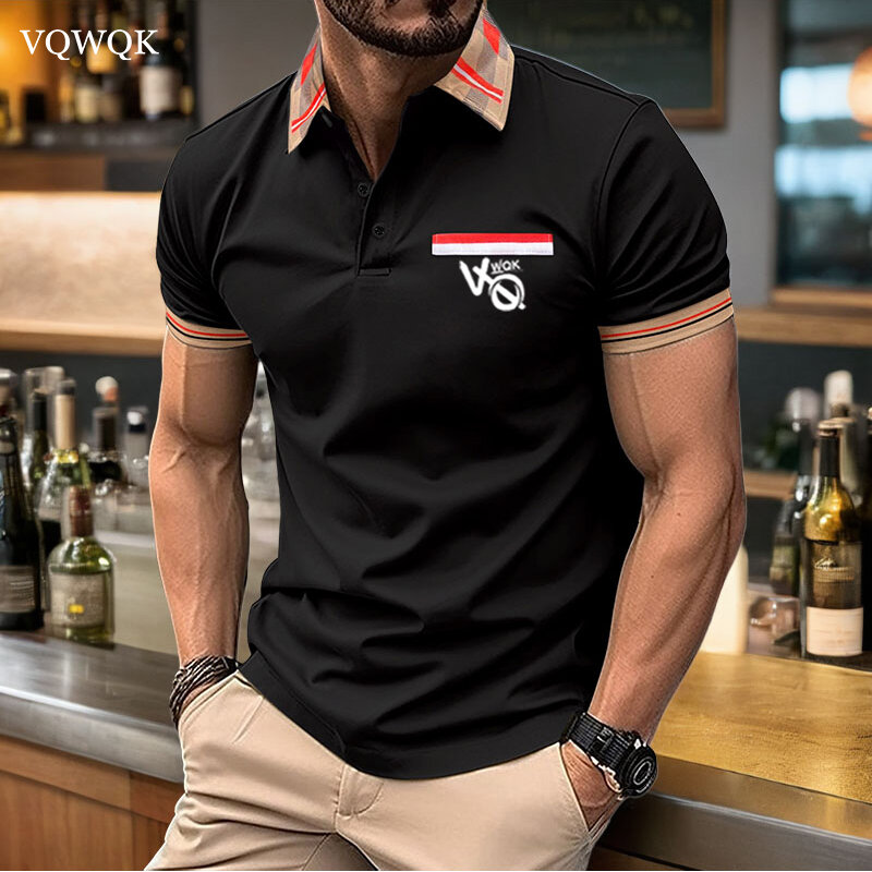 Men's and women's casual Polo shirts VQWQK printing, text, image, brand personal design, breathable, top, summer