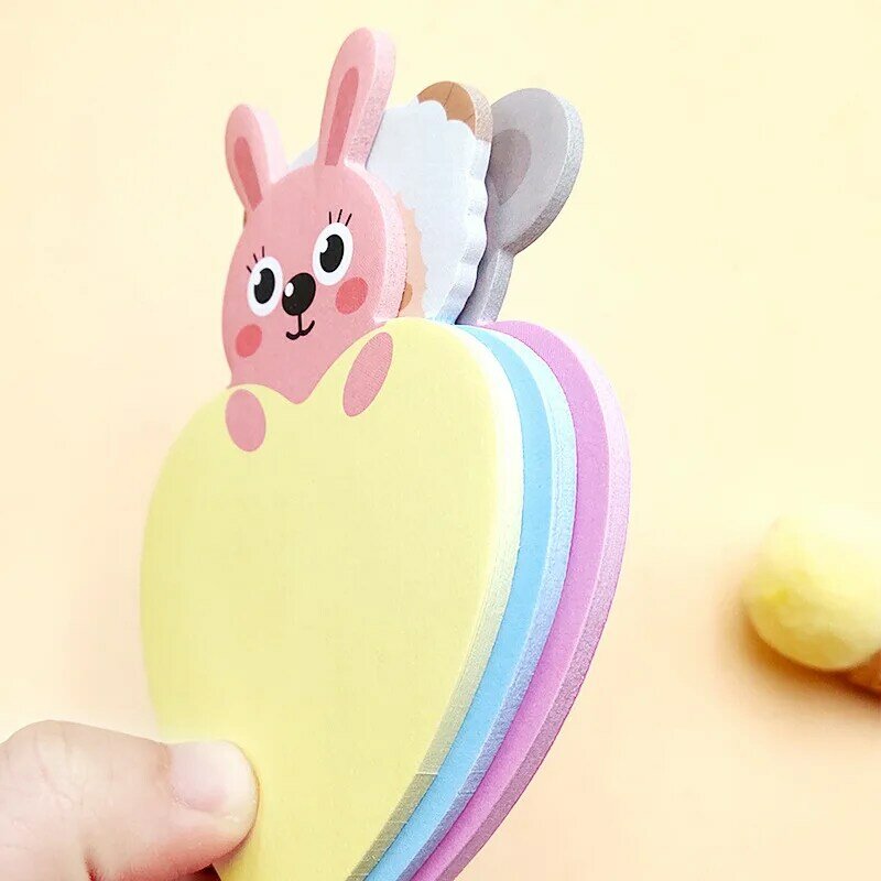 25 Sheets Cute Kawaii Love Heart Shaped Animal Sticky Notes Memo Pads Frog Panda Pig Mouse Tiger Post Notepads Women Stationery