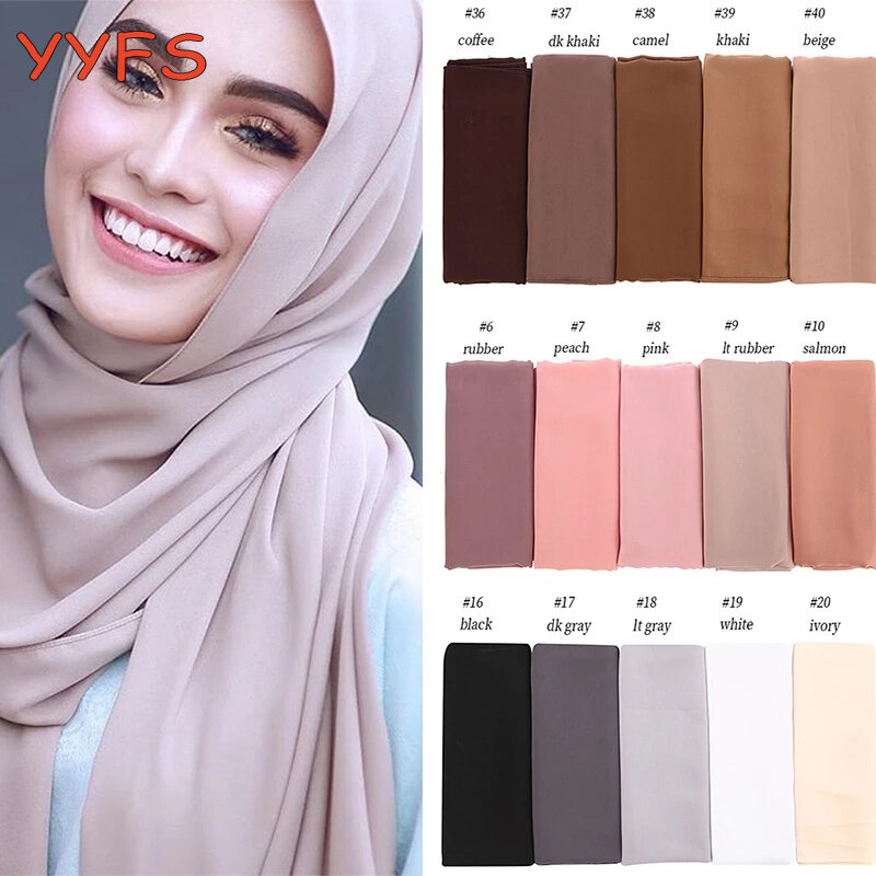 Bańka szyfonowa luksusowy szalik kobiety 10 sztuk/partia szale stałe kolory Satin hidżab muzułmańskie długie szaliki/szalik kobiet Moda 61 kolor