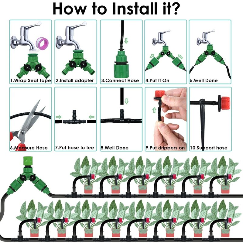 Kesla-ガーデン灌漑ノズル、調整可能なドリッパースプリンクラー、マイクロドリップ、バルコニーヤード水スプレー、温室30-1000x4、7mm、1/4、1、4