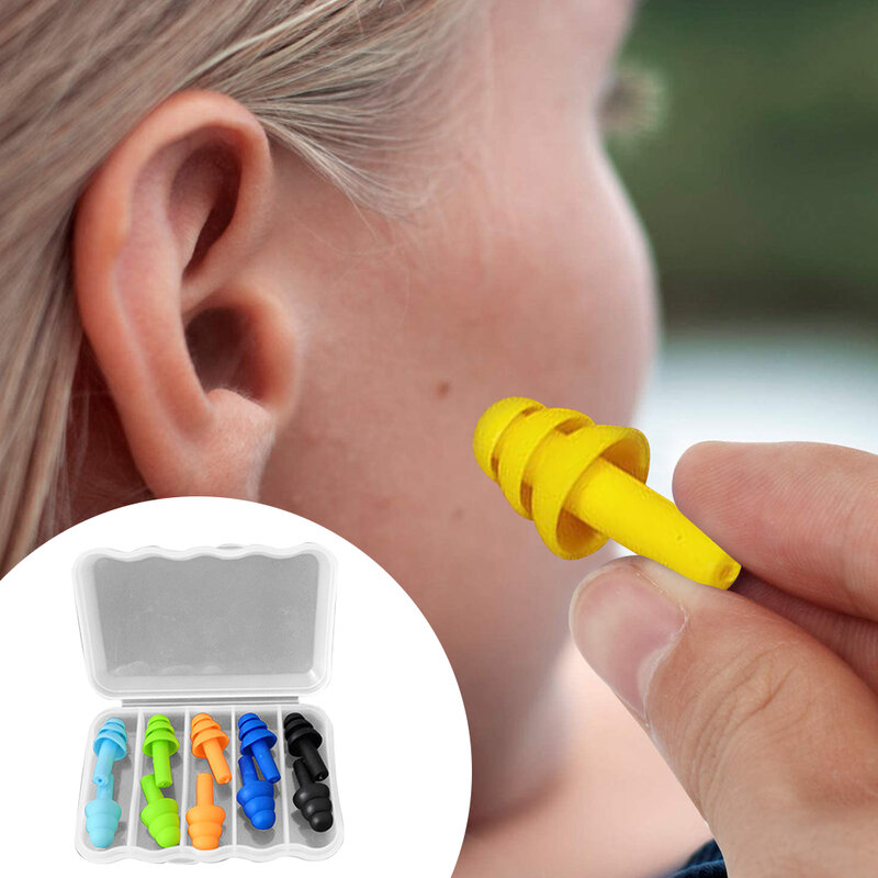 5pairs Noise Cancelling With Box For Sleeping Christmas Tree Shape Reusable Waterproof Soft Silicone Travel Studying Ear Plugs