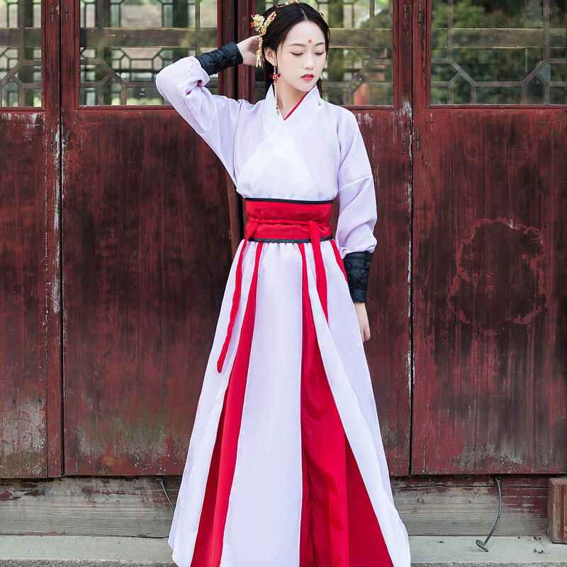Vestido chino de artes marciales negras para mujer, bata Hanfu bordada, traje de Cosplay de baile folclórico de estilo chino, ropa tradicional
