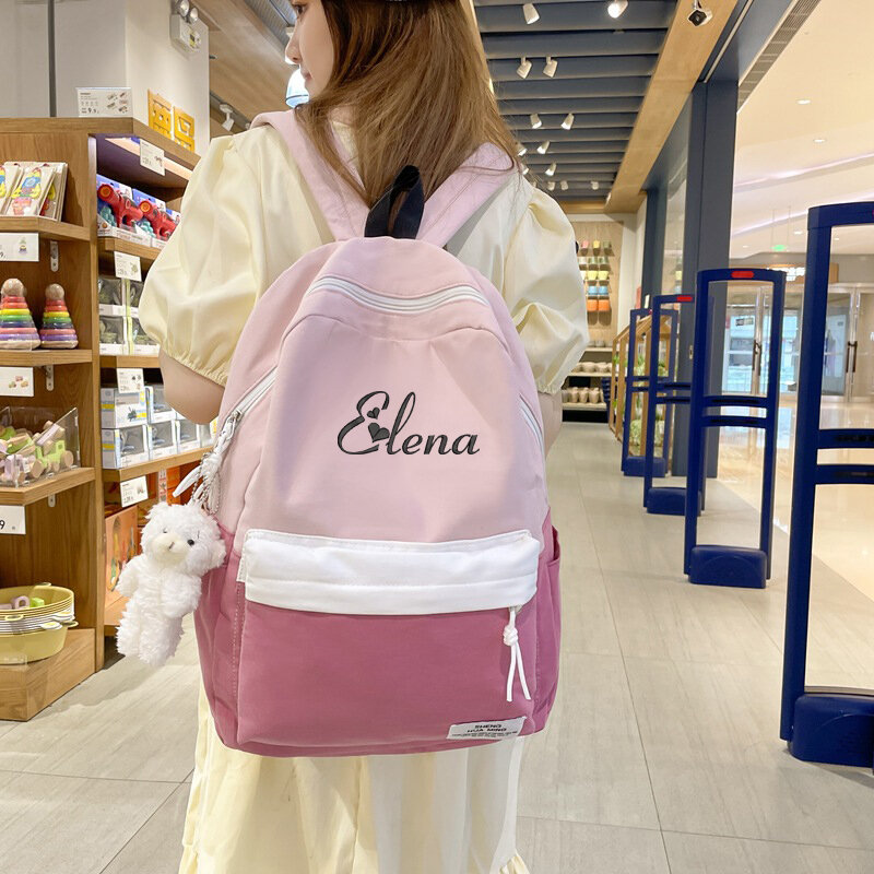 Mochila personalizada con monograma bordado, mochila de lona con nombre para escuela, viaje, regalo para niños, niñas, estudiantes