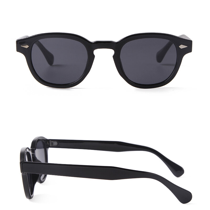 Vintage Tortoise Shell Round Sunglasses para homens e mulheres, Brand Design, Retro, Rivet, Amarelo, Blue Lens, Square Sun Glasses, Feminino UV400, 2024