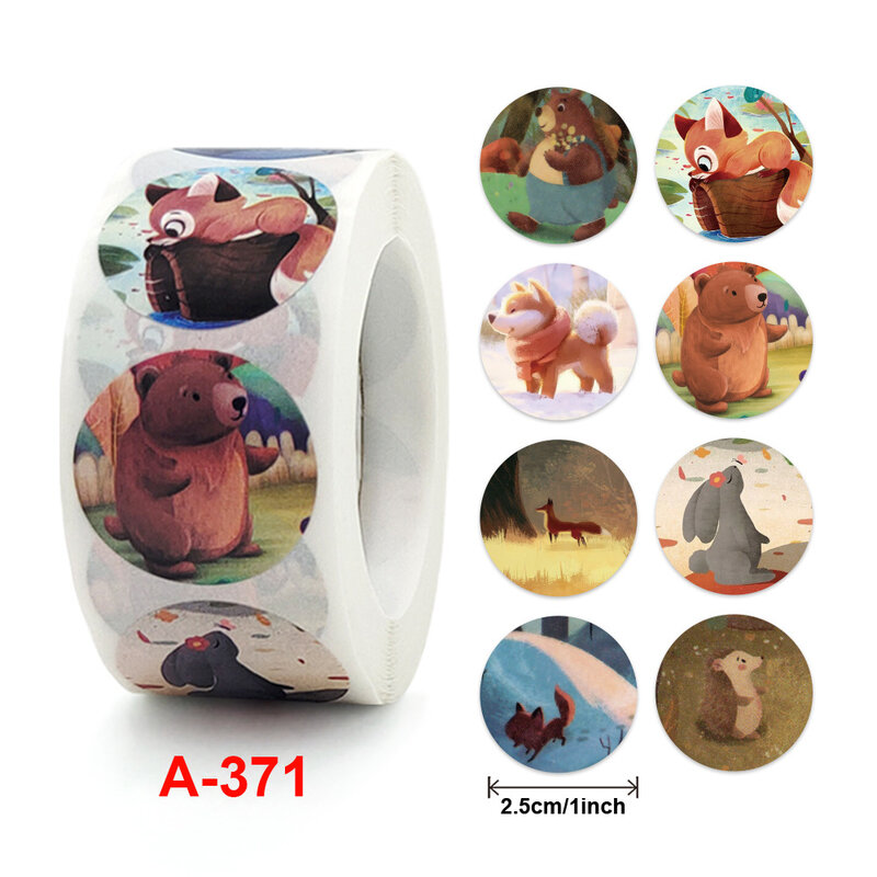 100-500 Pcs 1inch 2.5cm Sea Animal Stickers Roll Children's Toys Praise Reward Student Work Label Stationery Gift Sticker