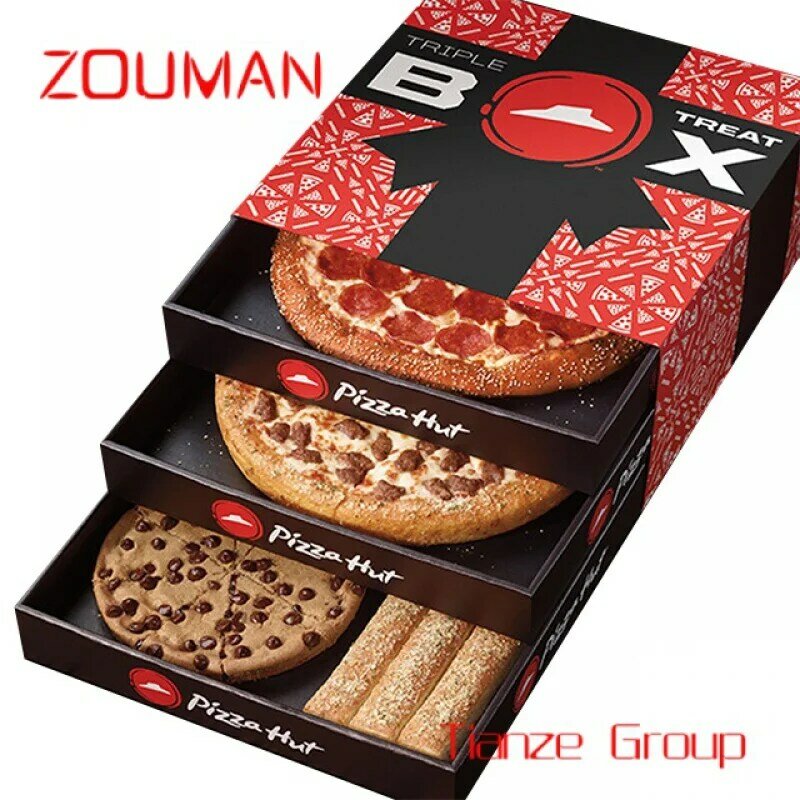 Caixas De Papel De Papelão, caixa De Tratar Triplo Pizza Hut, embalagem Eco Friendly, personalizado