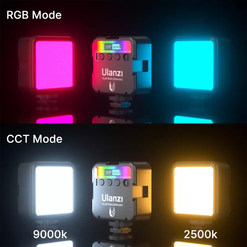 2022 nuova venuta HOSHI ULANZI VL49 RGB Pocket LED Light Photography Fill Light con supporto per scarpe fredde