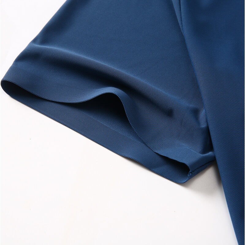 เสื้อโปโลผ้าไนลอนผ้าไหมน้ำแข็งสีดำสีน้ำเงินแขนสั้นระบายอากาศได้สำหรับฤดูร้อน2024